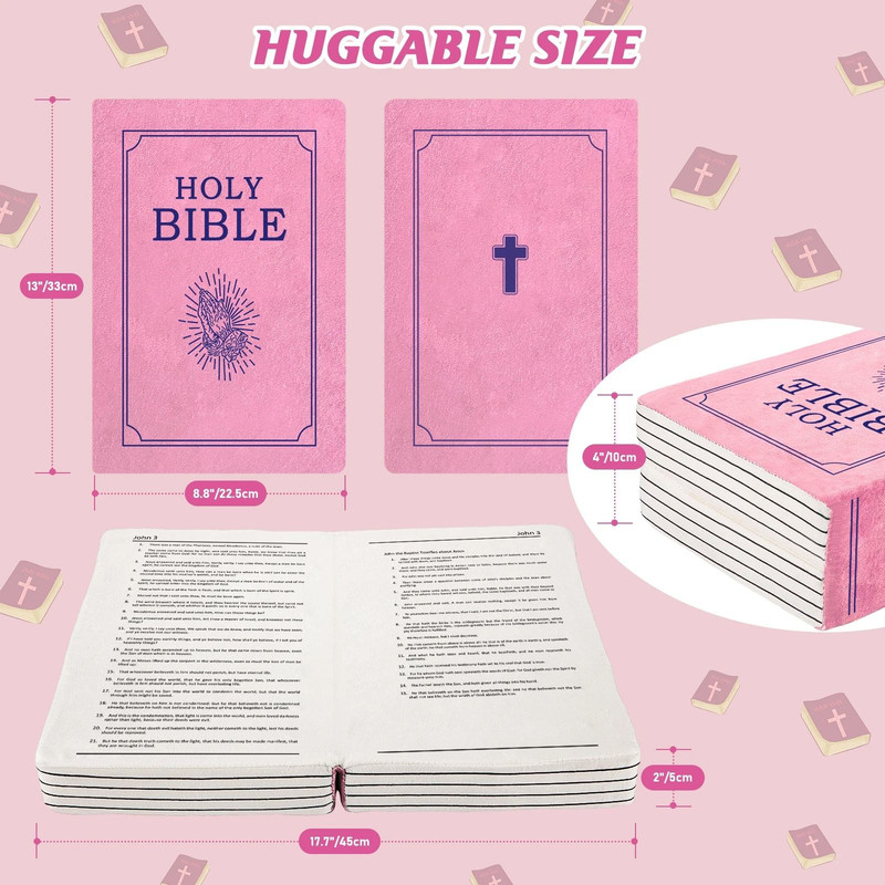 Bible Memory Foam Pillow John 3 Verse Soft Pink Throw Cushion 2