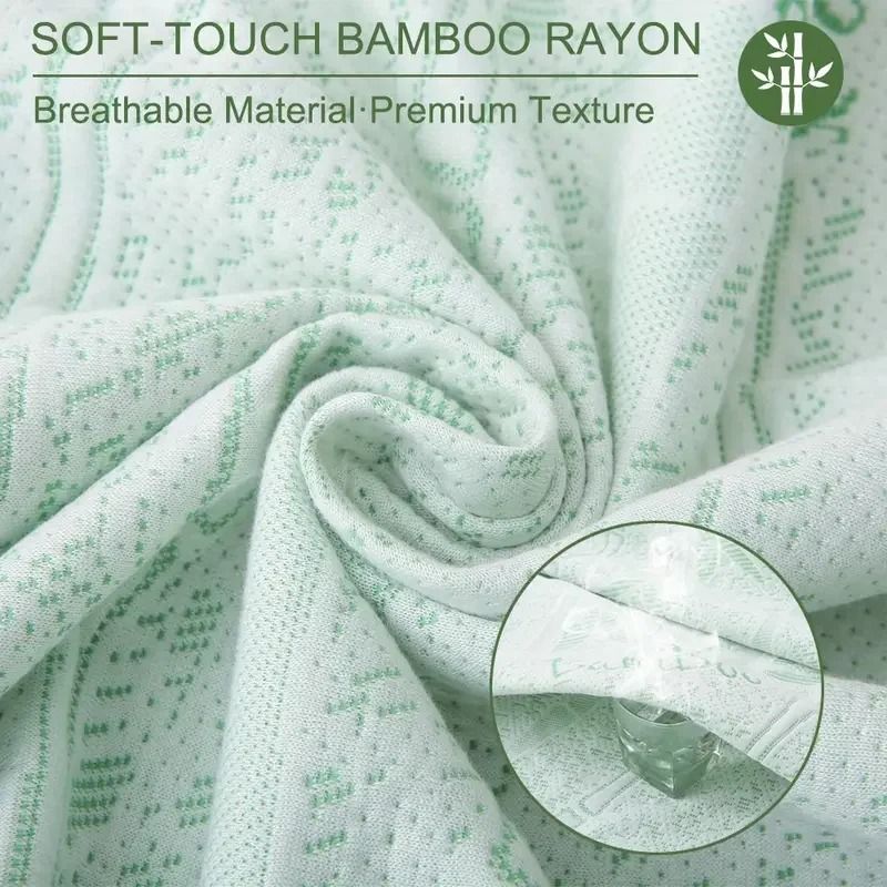 Bamboo Cooling Mattress Protector Fitted Sheet With 3D Air Fabric 2