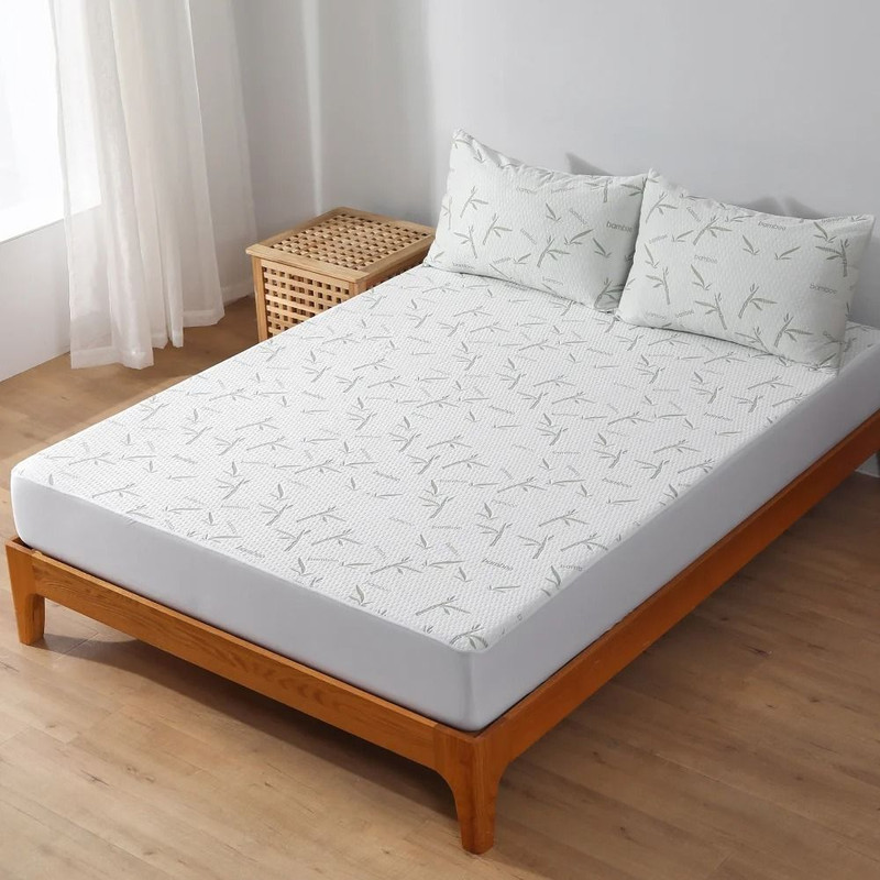 Bamboo Cooling Mattress Protector Fitted Sheet With 3D Air Fabric 7