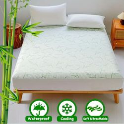 waterproof bamboo mattress cover cooling fitted sheet deep pocket
