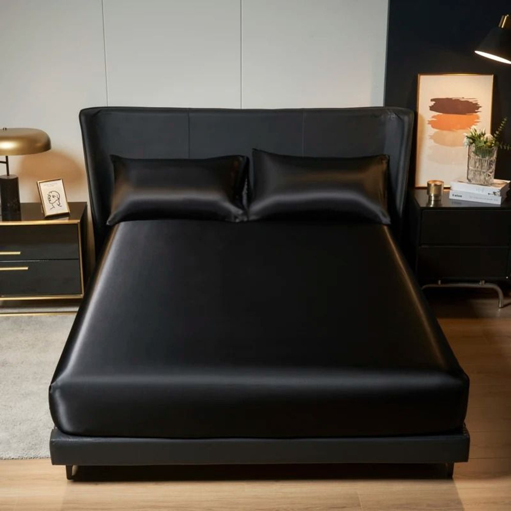 Kuup Satin 3 Piece Bedding Set Polyester Fitted Sheet Pillowcases 10