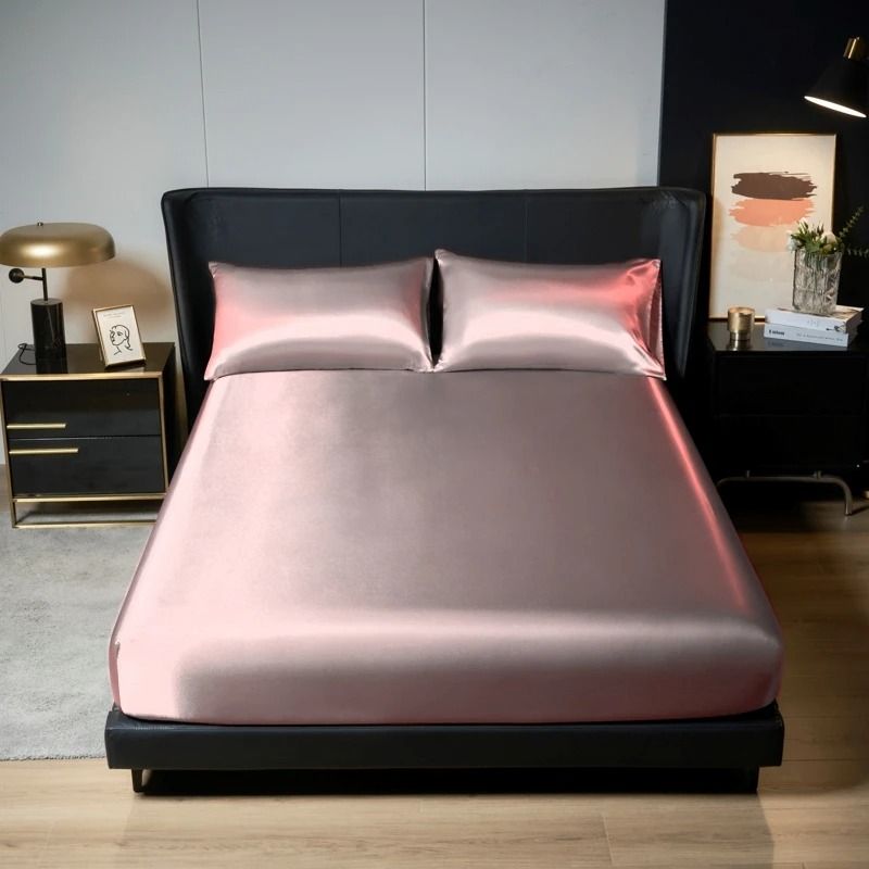 Kuup Satin 3 Piece Bedding Set Polyester Fitted Sheet Pillowcases 11