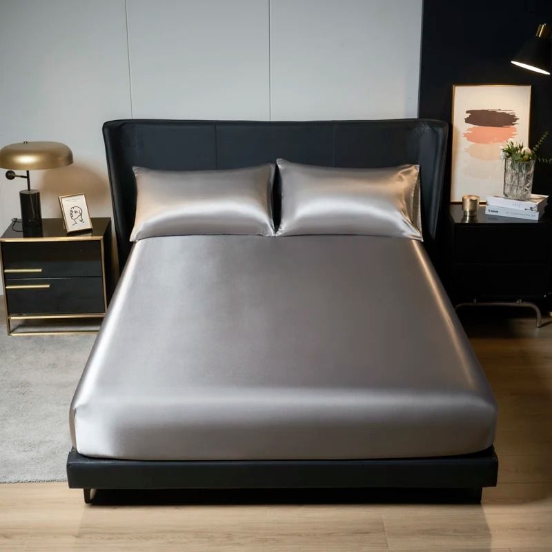 Kuup Satin 3 Piece Bedding Set Polyester Fitted Sheet Pillowcases 13