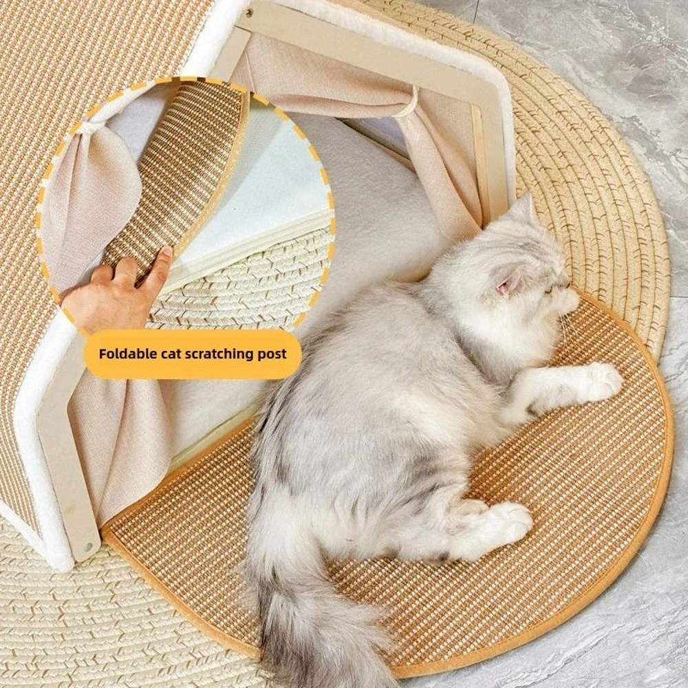 Cat Nest Semi Enclosed Winter Warm Cat House With Sisal Scratching Surface 2