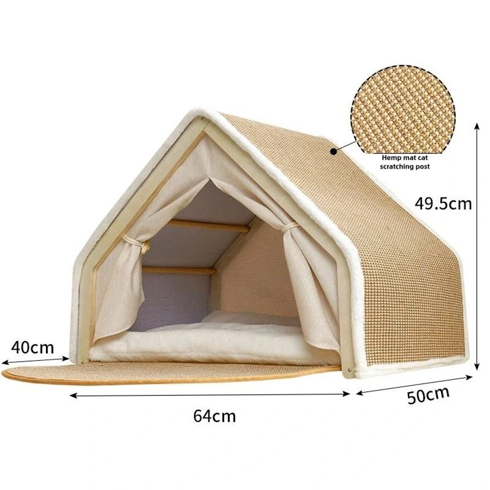 Cat Nest Semi Enclosed Winter Warm Cat House With Sisal Scratching Surface 7