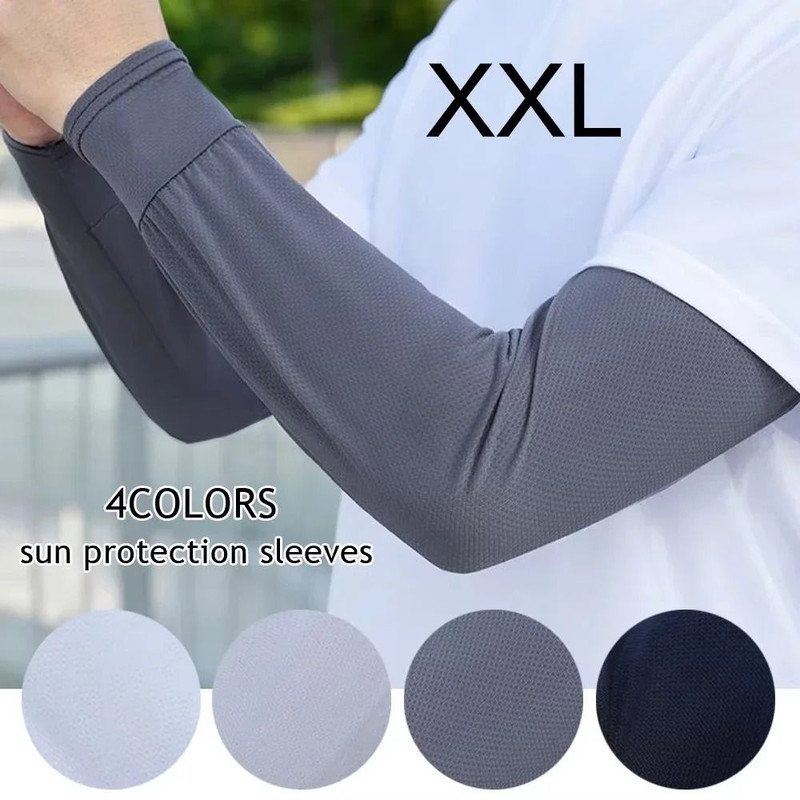 Ice Silk UV Protection Arm Sleeves For Men Loose Sunscreen Gloves 0
