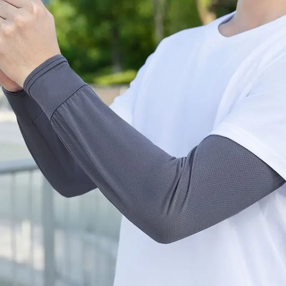 Ice Silk UV Protection Arm Sleeves For Men Loose Sunscreen Gloves 9