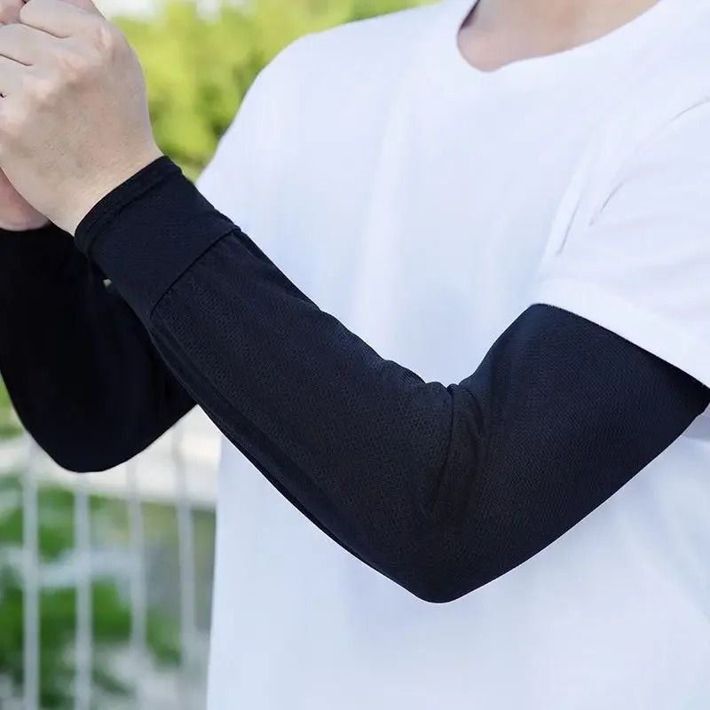 Ice Silk UV Protection Arm Sleeves For Men Loose Sunscreen Gloves 7
