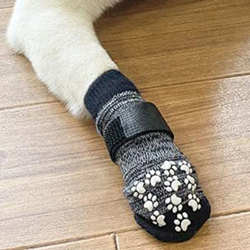 Non Slip Dog Socks With Adjustable Strap Pet Shoes For Indoor And Outdoor Paw Protection 2