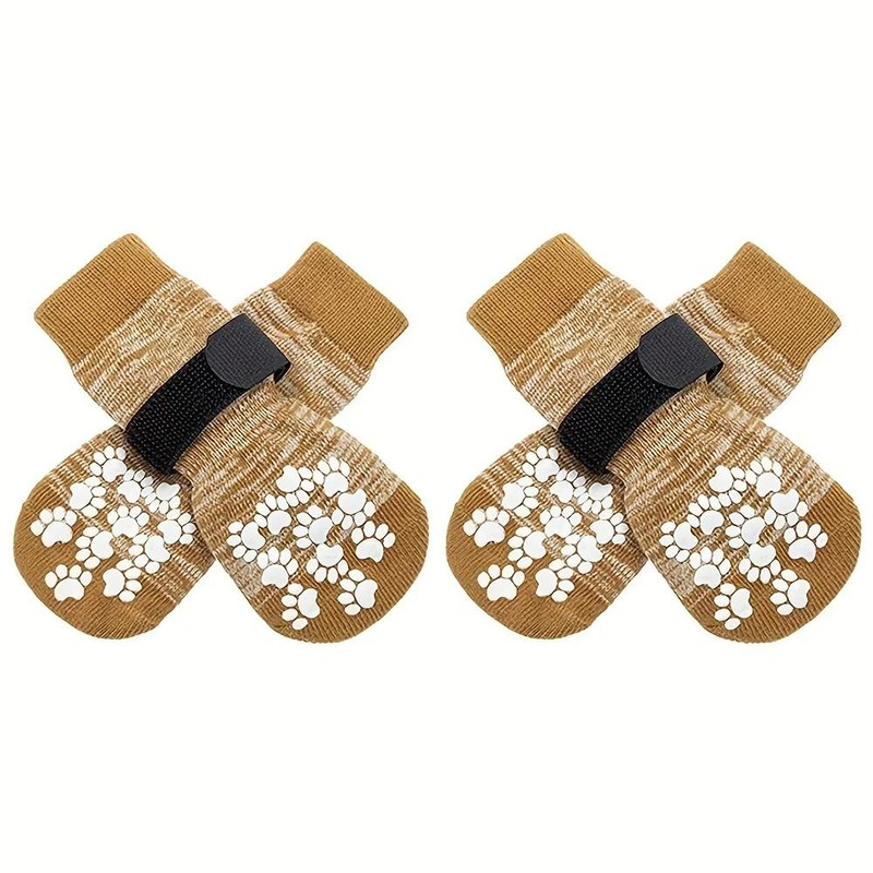 Non Slip Dog Socks With Adjustable Strap Pet Shoes For Indoor And Outdoor Paw Protection 3