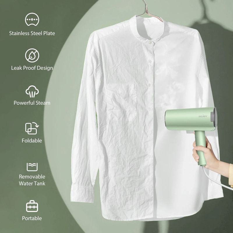 SEJOY Portable Electric Garment Steamer Handheld Clothes Iron With Mite Removal 2