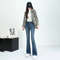 Women Winter High Waist Flare Denim Pants Warm Fleece Lined Retro Slim Fit 3