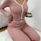 Women Autumn Winter Pajamas Set Lace Trim Long Sleeve Shirt And Pants Sleepwear 5