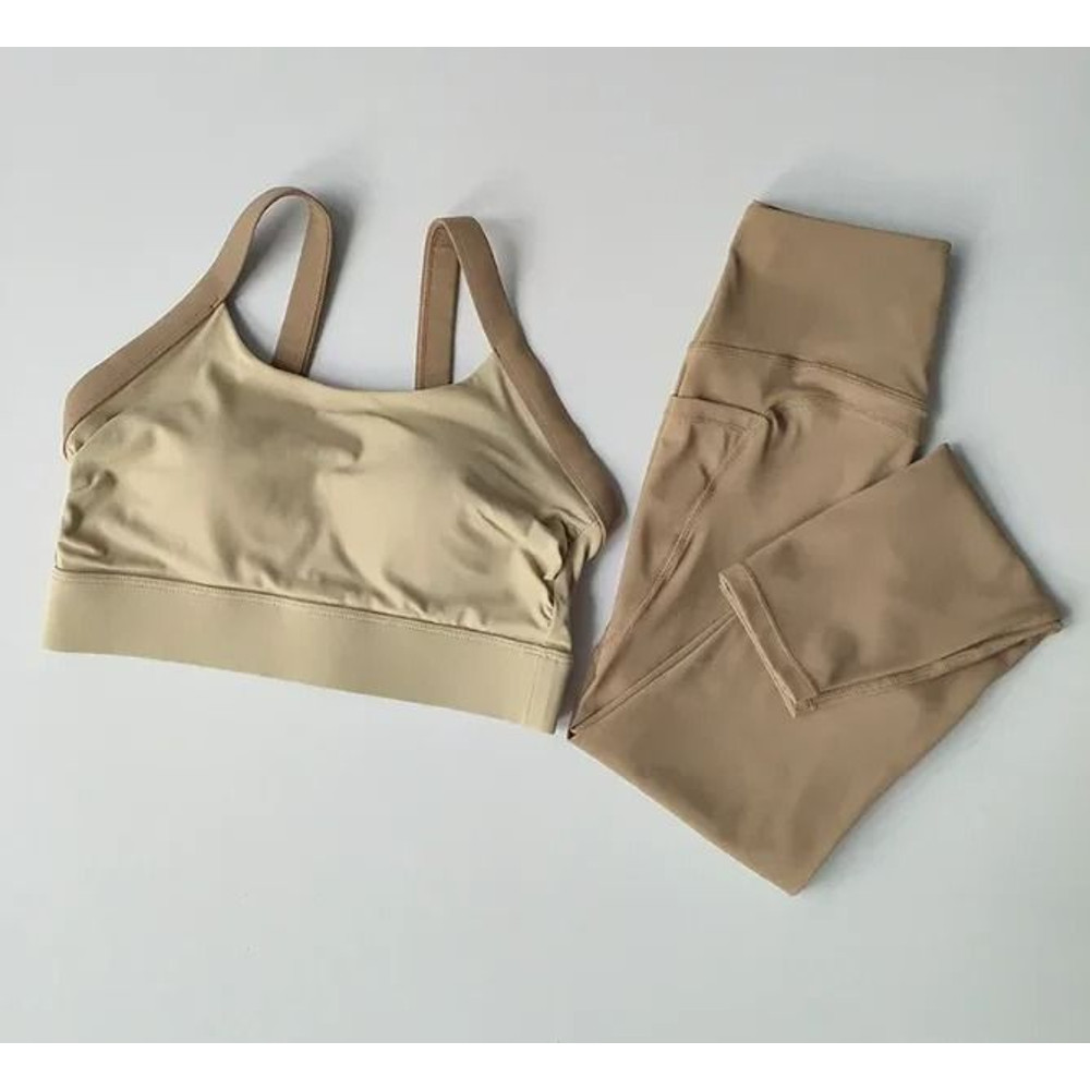 High Intensity Color Block Cross Back Yoga Bra And High Waist Hip Lifting Leggings Set 3