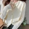 Solid Color Knitted Cardigan Women Long Sleeve Korean Style 1