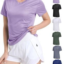 women solid color ultralight quick dry sport t shirt