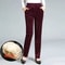 Women High Waist Corduroy Fleece Lined Warm Winter Pants 2