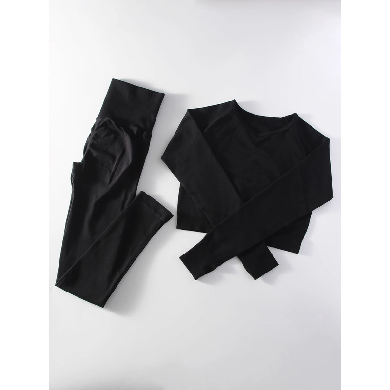 Women Seamless Yoga Sportswear 2 Piece Set With Crop Top And High Waist Leggings 4