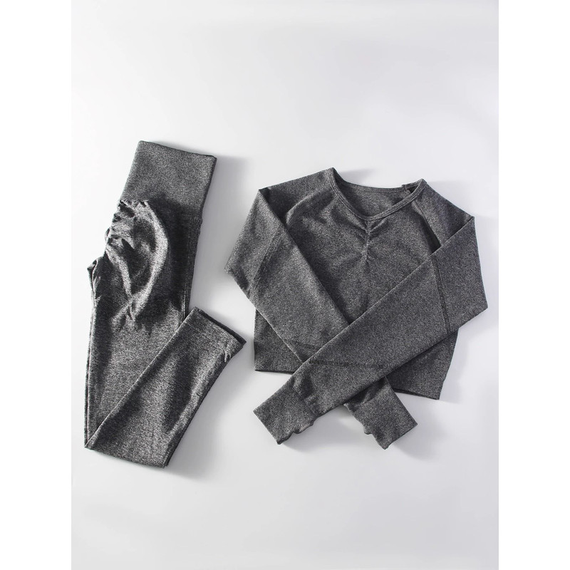 Women Seamless Yoga Sportswear 2 Piece Set With Crop Top And High Waist Leggings 7