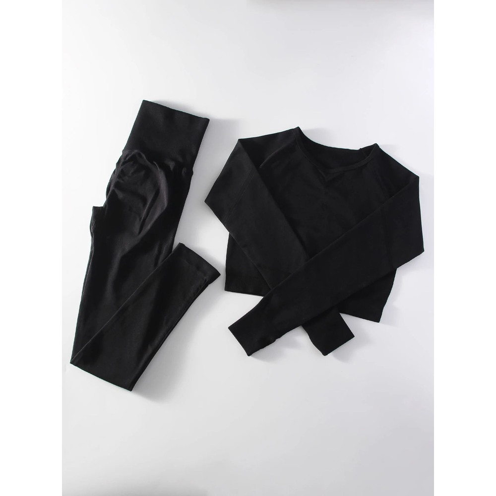 Women Seamless Yoga Sportswear 2 Piece Set With Crop Top And High Waist Leggings 8