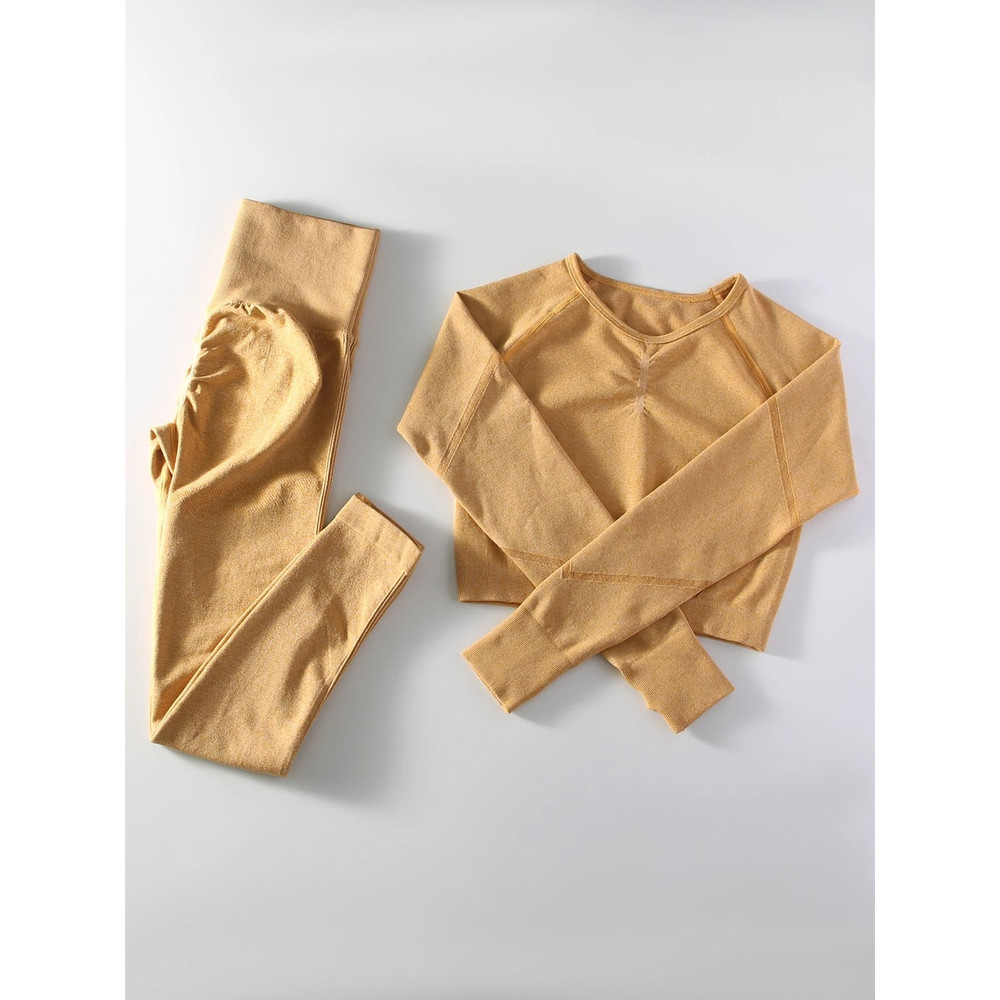 Women Seamless Yoga Sportswear 2 Piece Set With Crop Top And High Waist Leggings 12