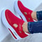 Womens Red Canvas Sneakers With Platform Sole And Breathable Hollow Out Design 4