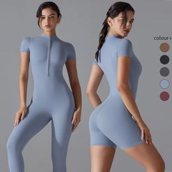 womens fitness bodysuit with quick dry breathable fabric and push up support for yoga and gym