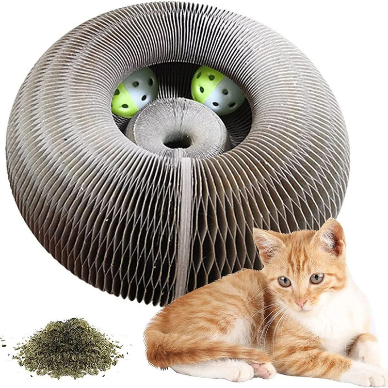 Magic Cat Scratch Round Corrugated Board With Ball Toy For Claw Grinding And Play 3