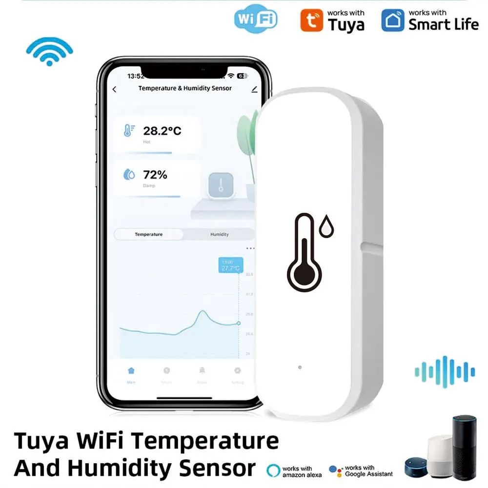 WiFi Smart Temperature And Humidity Sensor With App Monitoring Compatible With Alexa And Google Hom 6