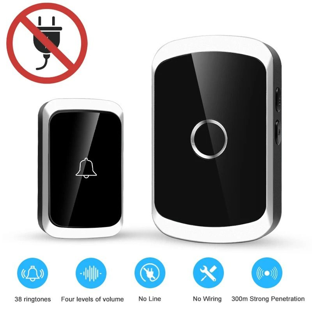 Smart Wireless Doorbell Kit Long Range Battery Powered Door Chime With 38 Melodies 0