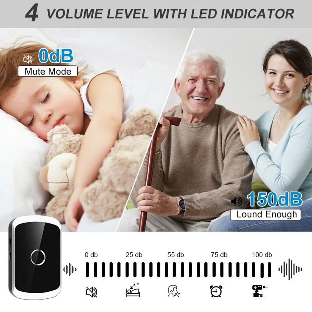 Smart Wireless Doorbell Kit Long Range Battery Powered Door Chime With 38 Melodies 2