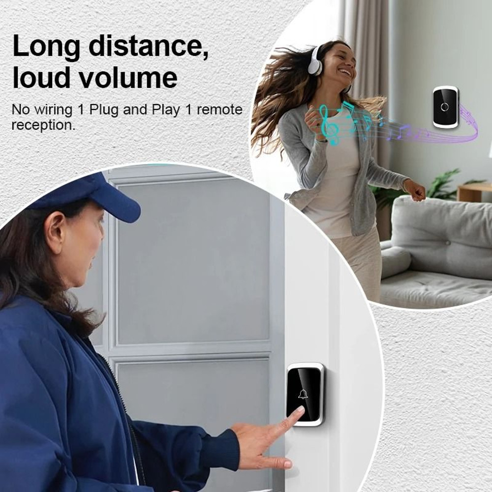 Smart Wireless Doorbell Kit Long Range Battery Powered Door Chime With 38 Melodies 3