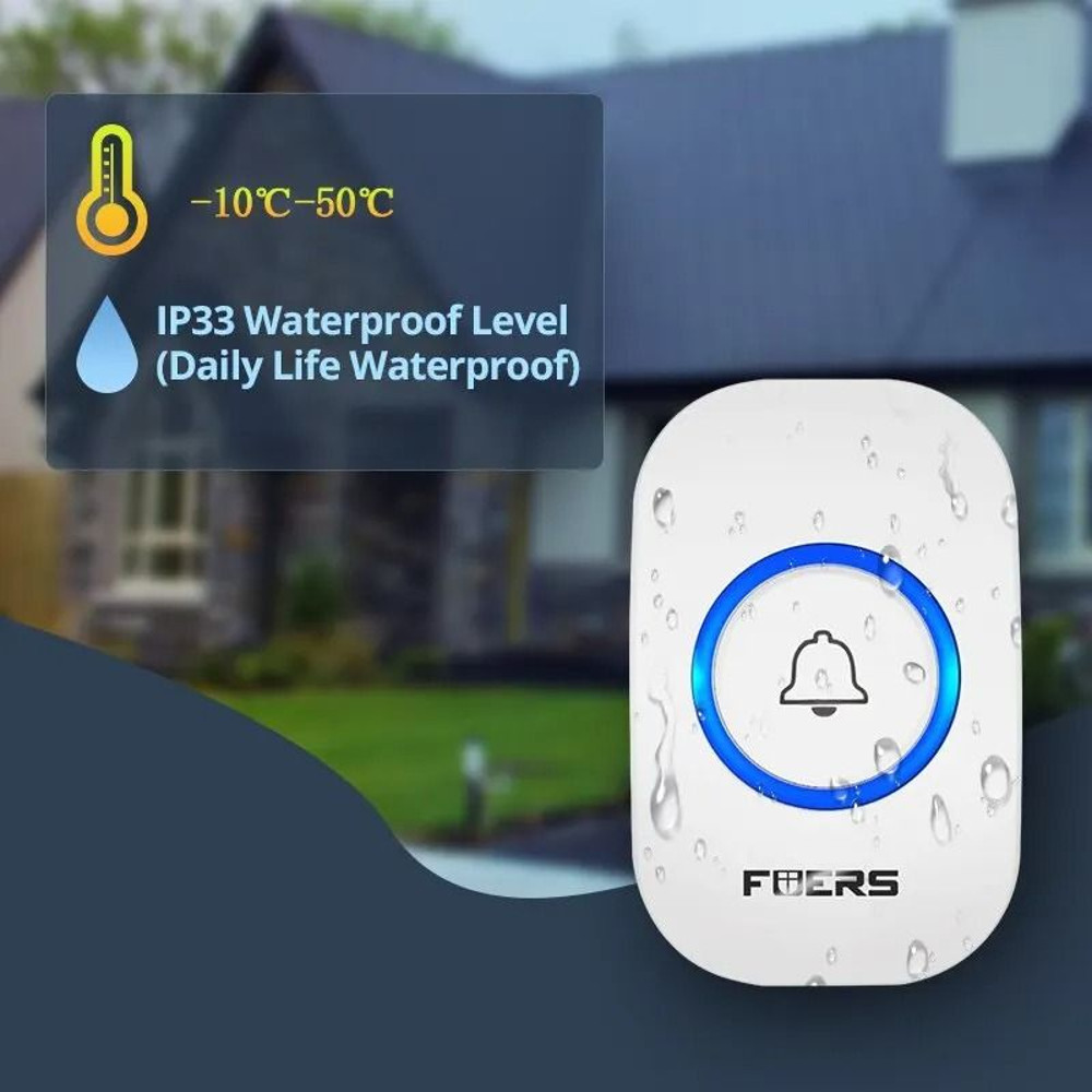 Fuers Wireless Doorbell Waterproof 32 Chimes Smart Alarm For Home Hotel Use 2