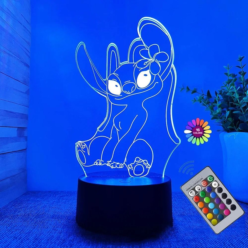 3D Illusion Stitch Night Light Remote Control Smart Touch LED Lamp 6
