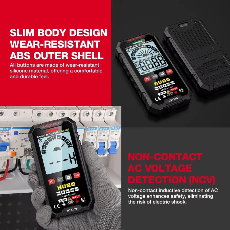HABOTEST HT125 Smart Multimeter 600V AC DC True RMS Digital Tester 2