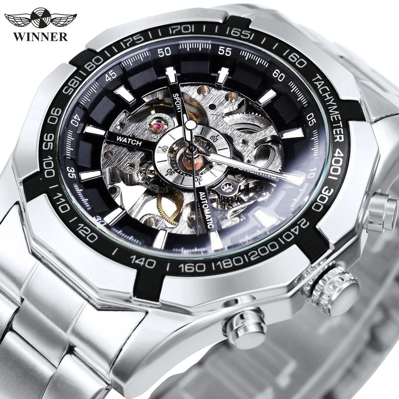 WINNER Classic Skeleton Watch For Men Luminous Mechanical Timepiece 1