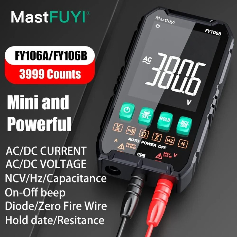 MASTFUYI Mini Digital Multimeter Smart Electrician Tester 0