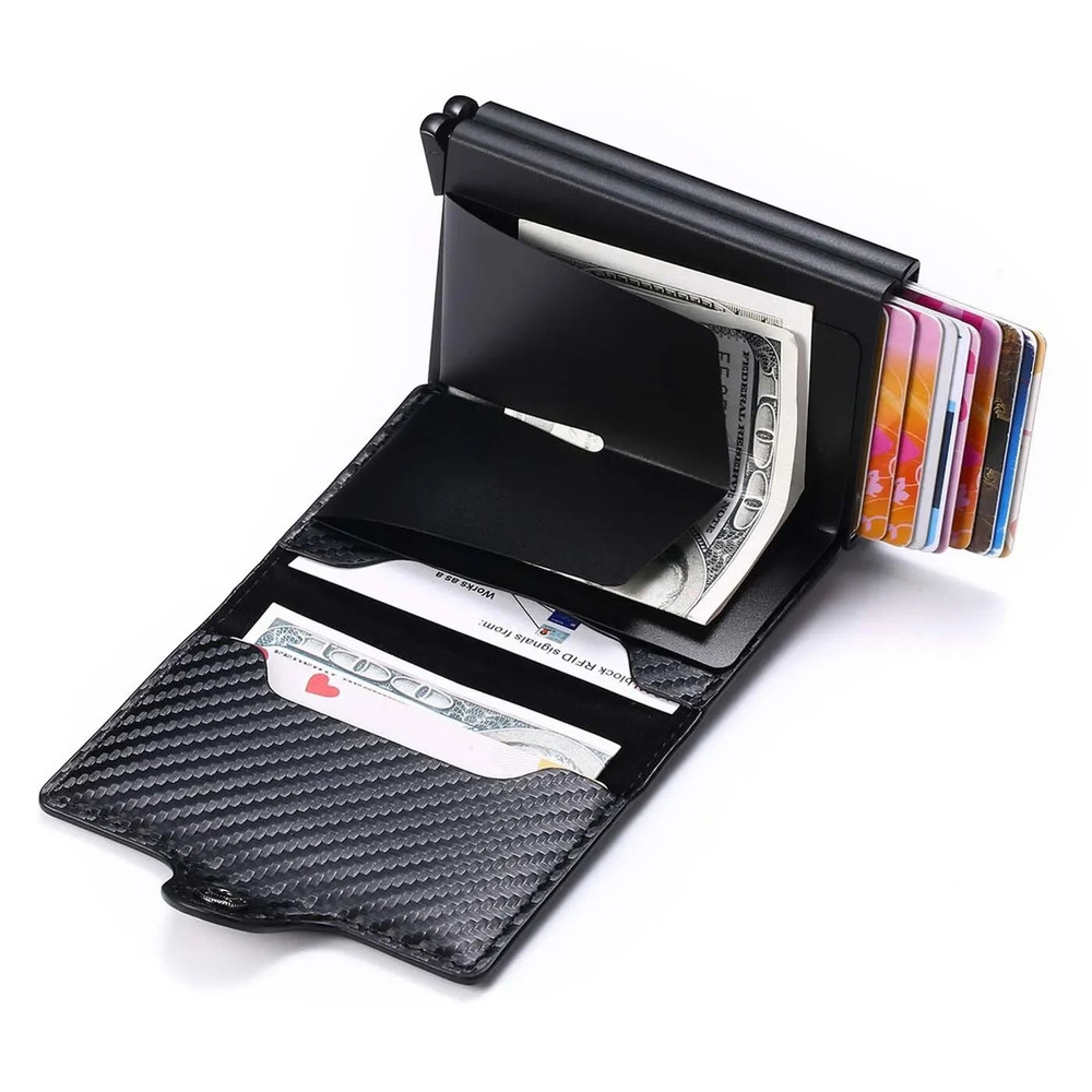 RFID Men Carbon Fiber Slim Card Wallet With 14 Card Slots 1