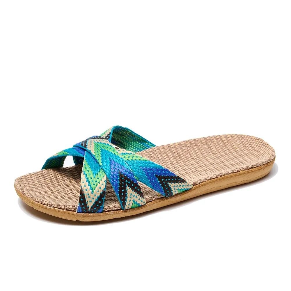 Indoor Lightweight Linen Home Slippers For Women And Men Comfortable Breathable Slip On 8