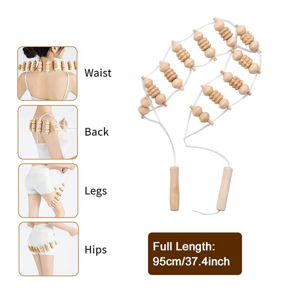 Wooden Back Massager Roller Rope For Body Pain Relief And Therapy 5
