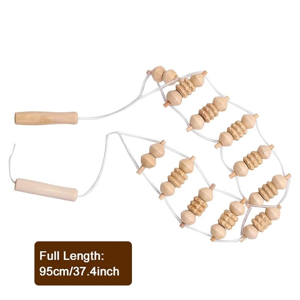 Wooden Back Massager Roller Rope For Body Pain Relief And Therapy 6