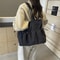 Large Capacity Canvas Tote Bag Shoulder Work Commuting Bucket Bag 1