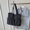 Large Capacity Canvas Tote Bag Shoulder Work Commuting Bucket Bag 7
