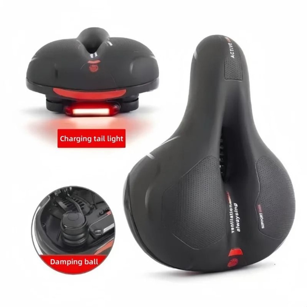 Bicycle Seat Pad Waterproof Shock Absorbing Cushion With Tail Light 13