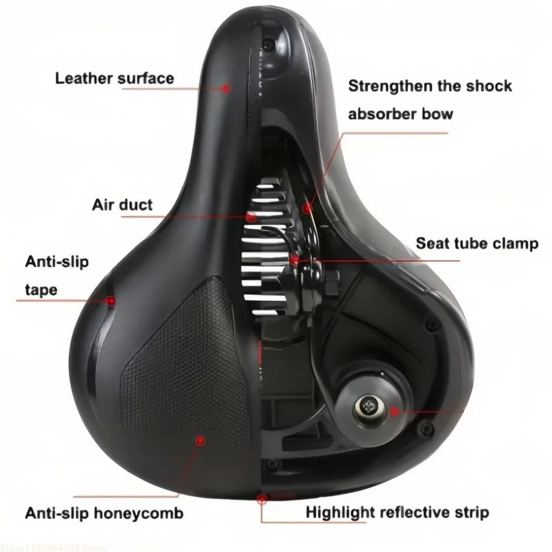 Bicycle Seat Pad Waterproof Shock Absorbing Cushion With Tail Light 3