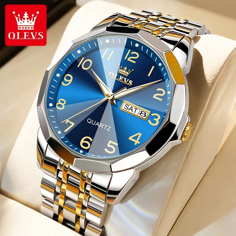 OLEVS Original Waterproof Mens Quartz Mirror Watch Stainless Steel Luminous 8