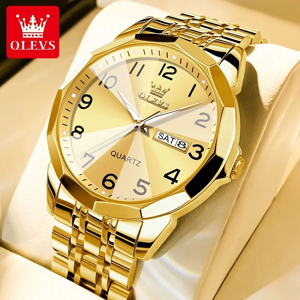 OLEVS Original Waterproof Mens Quartz Mirror Watch Stainless Steel Luminous 11