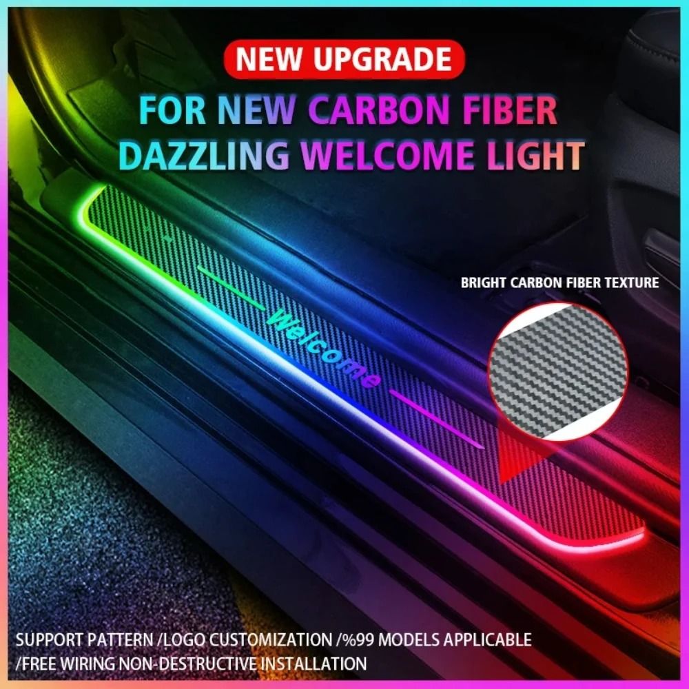Dream Color Carbon Fiber LED Door Sill Lights Set Of 4 0