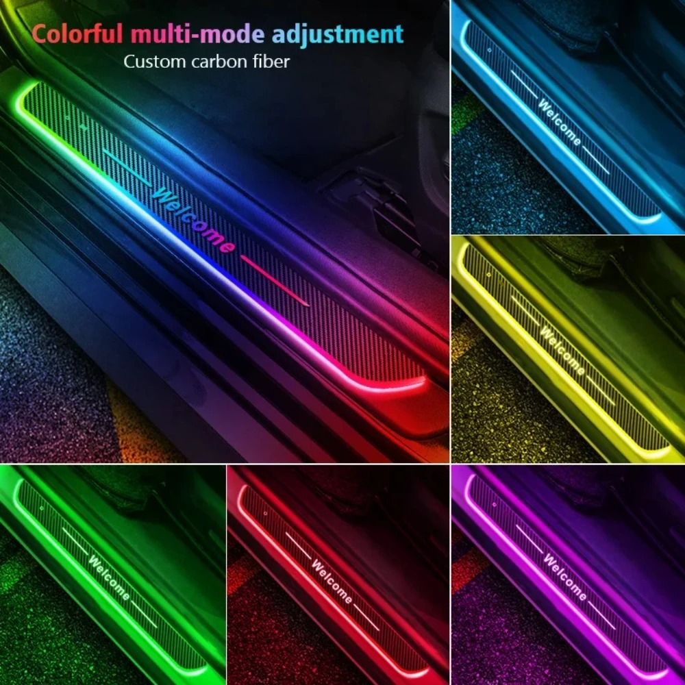 Dream Color Carbon Fiber LED Door Sill Lights Set Of 4 1