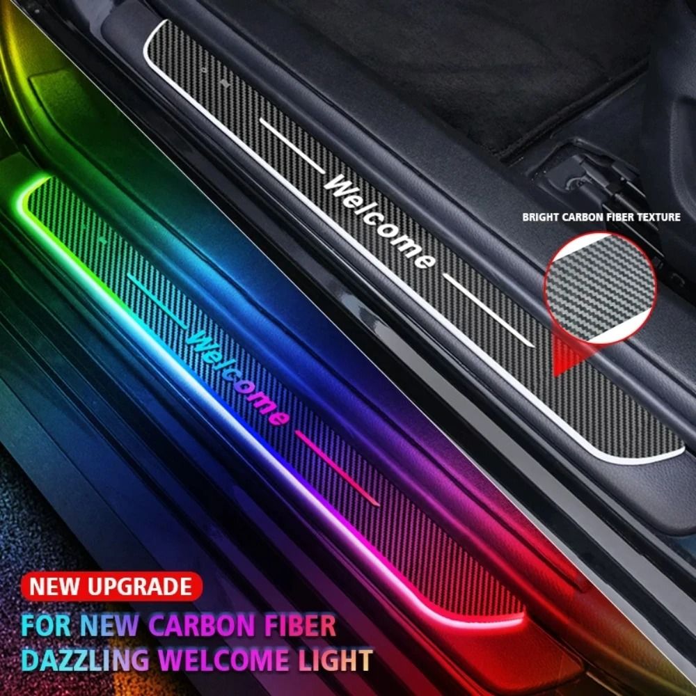 Dream Color Carbon Fiber LED Door Sill Lights Set Of 4 5